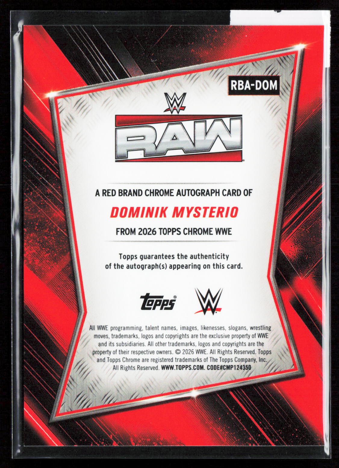 DOMINIK MYSTERIO - AUTO - 2026 TOPPS CHROME SAPPHIRE WWE