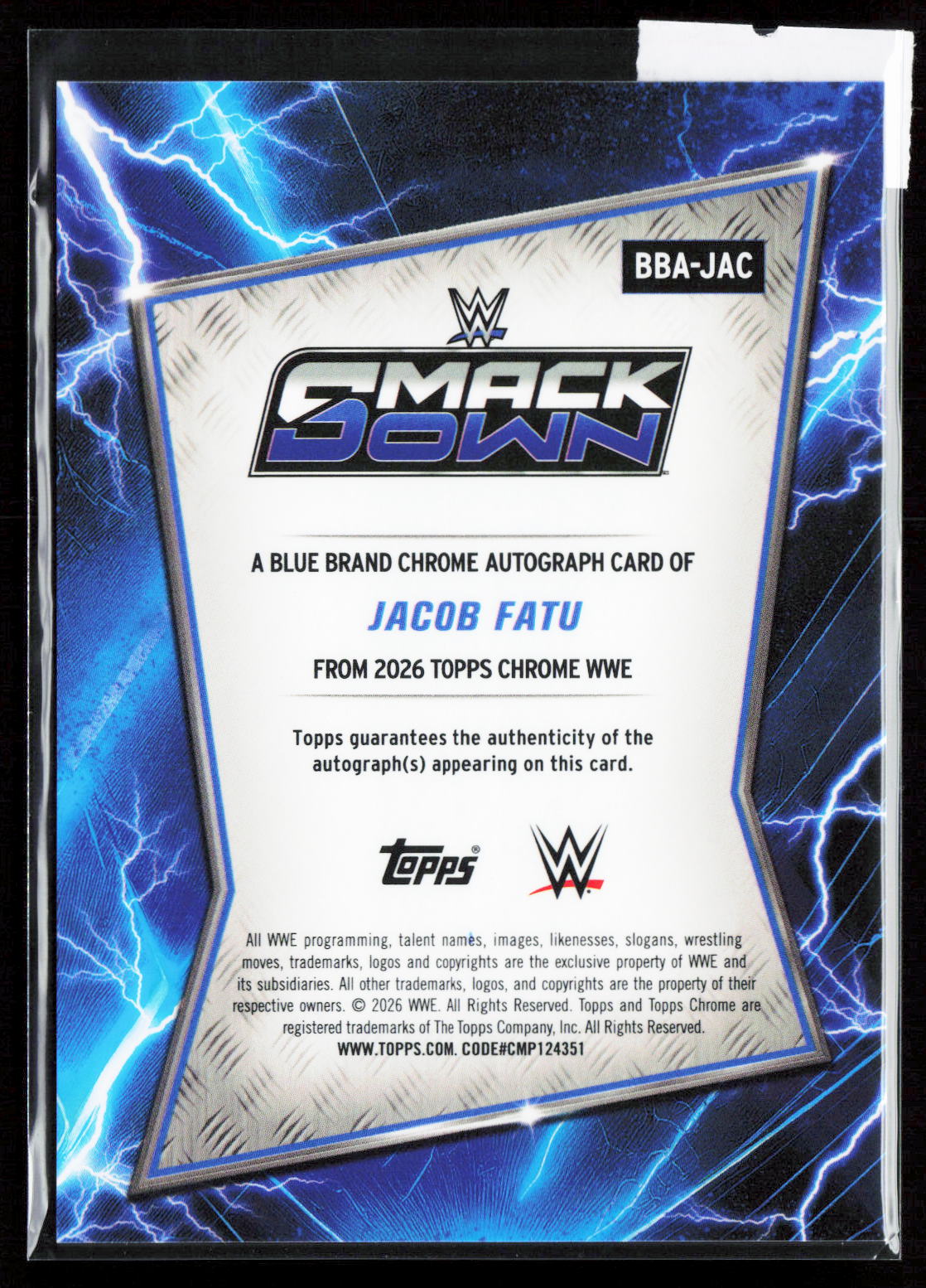 JACOB FATU - AUTO /10 - 2026 TOPPS CHROME WWE