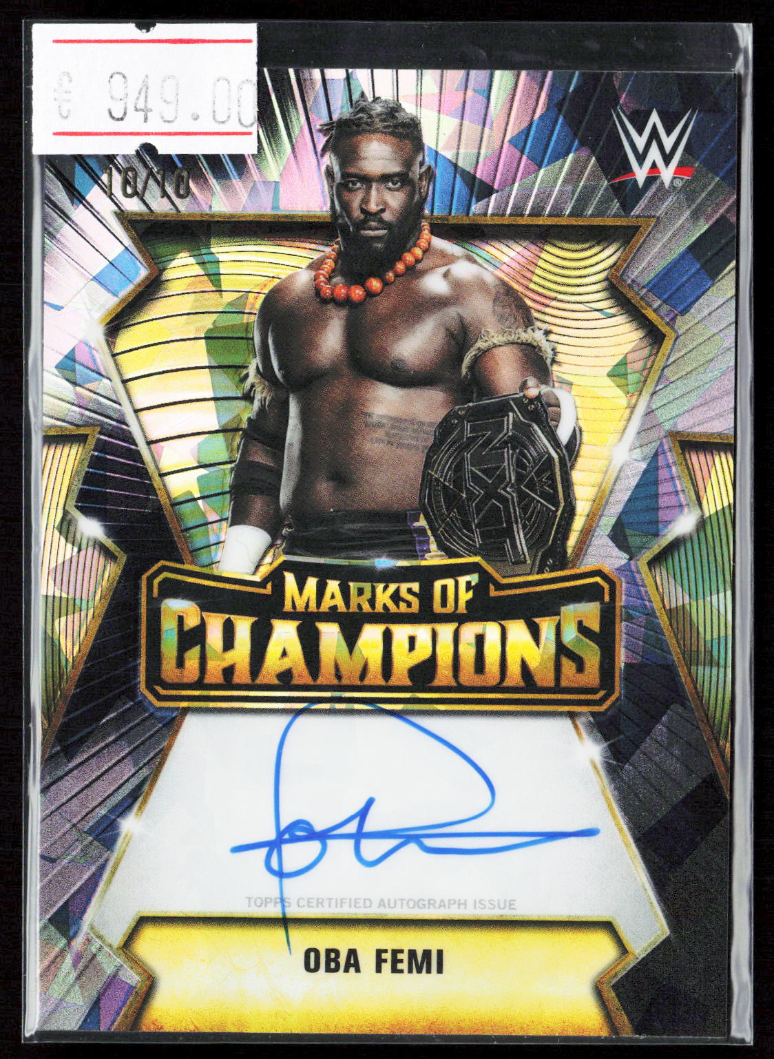 OBA FEMI - MARKS OF CHAMPIONS AUTO AUTO /10 - 2026 TOPPS CHROME SAPPHIRE WWE