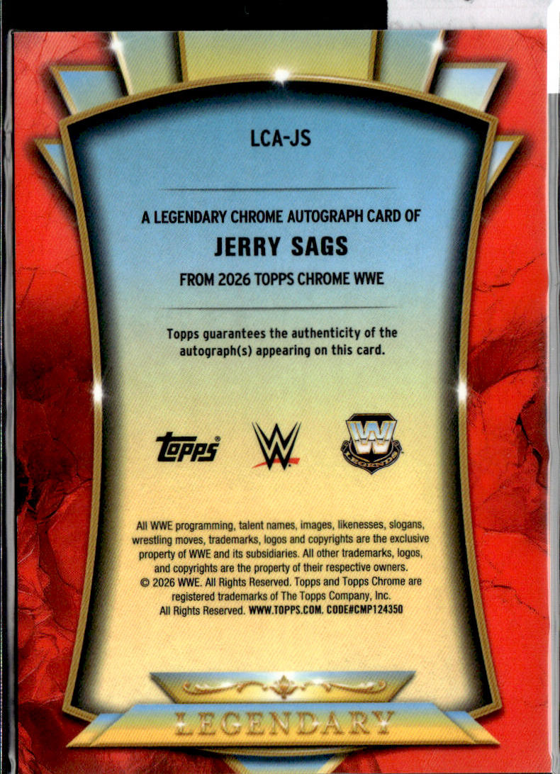 JERRY SAGS - AUTO /10 - 2026 TOPPS CHROME SAPPHIRE WWE