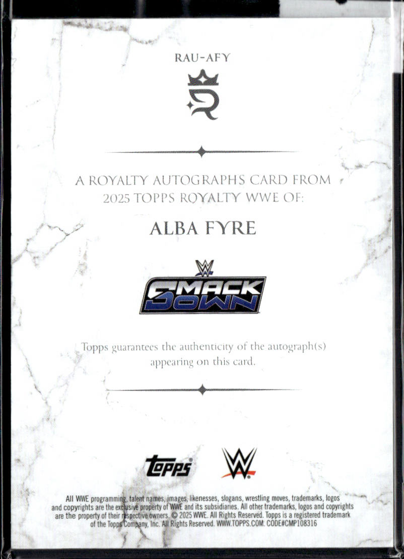 ALBA FYRE - AUTO /99 - 2025 TOPPS ROYALTY
