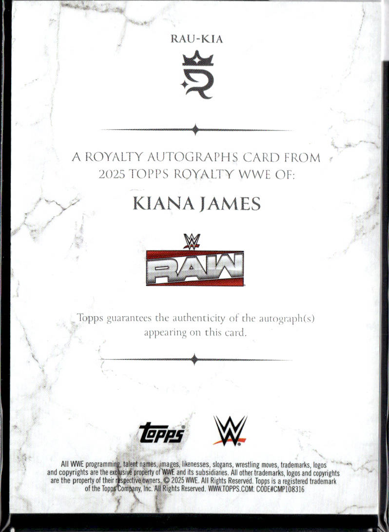 KIANA JAMES - AUTO /25 - 2025 TOPPS ROYALTY WWE