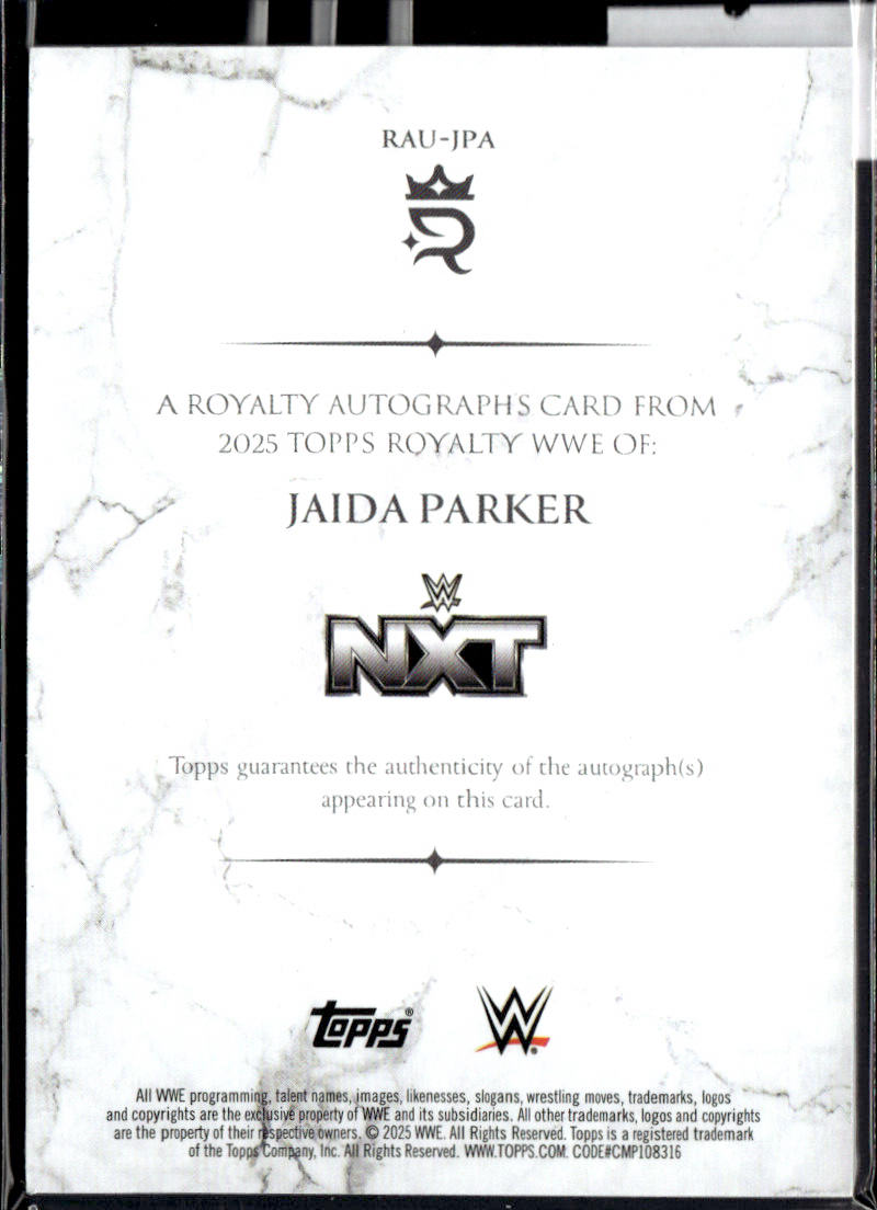 JAIDA PARKER  - AUTO /25  - 2025 TOPPS ROYALTY WWE