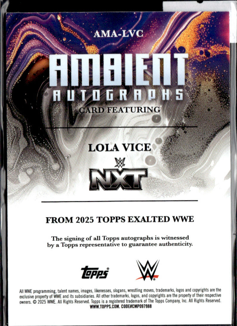 LOLA VICE - AUTO - 2025 TOPPS EXALTED WWE