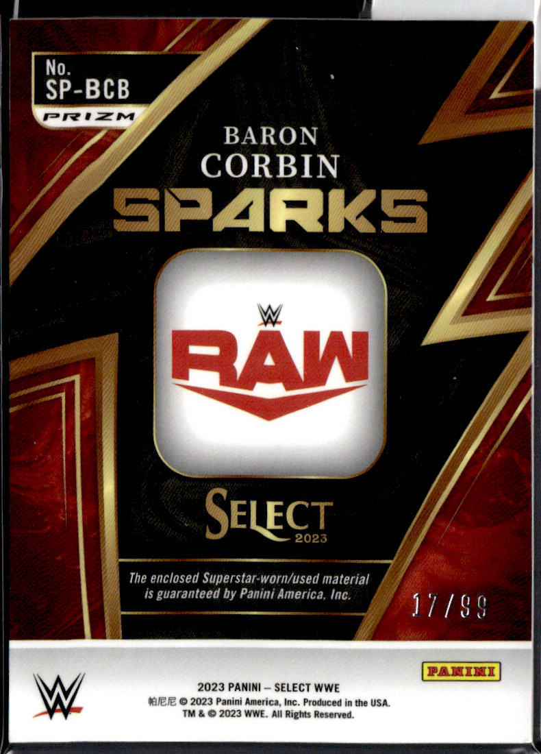 BARON CORBIN - PATCH - 2023 PANINI SELECT WWE