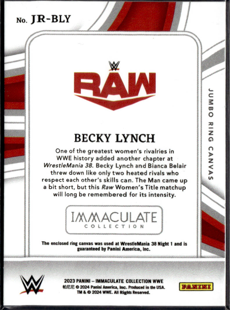 BECKY LYNCH - PATCH /99 - 2023 PANINI IMMACULATE WWE