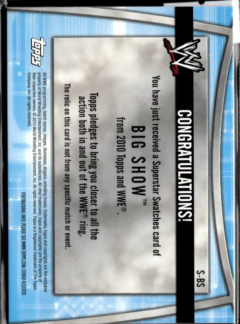 BIG SHOW - PATCH - 2010 TOPPS WWE