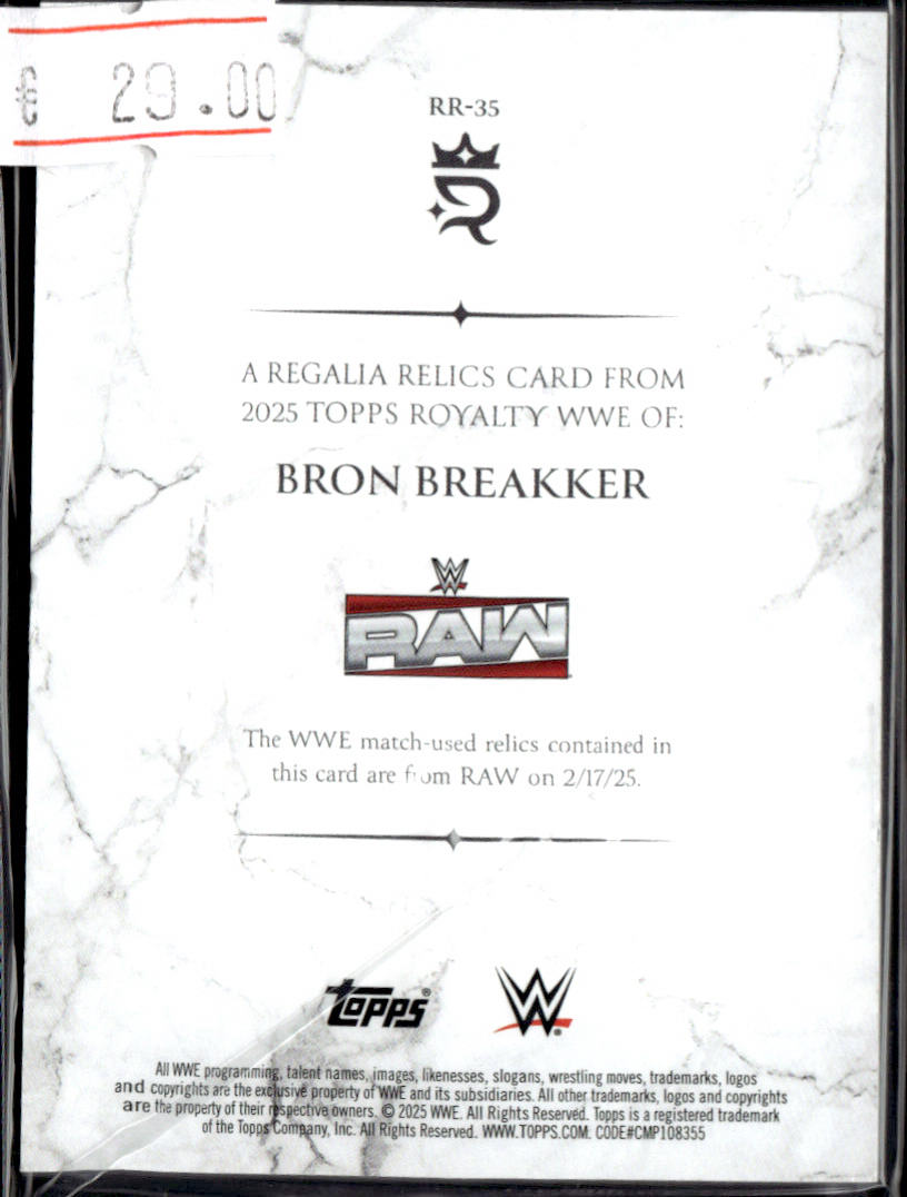 BRON BREAKKER - PATCH /50 - 2025 TOPPS ROYALTY WWE