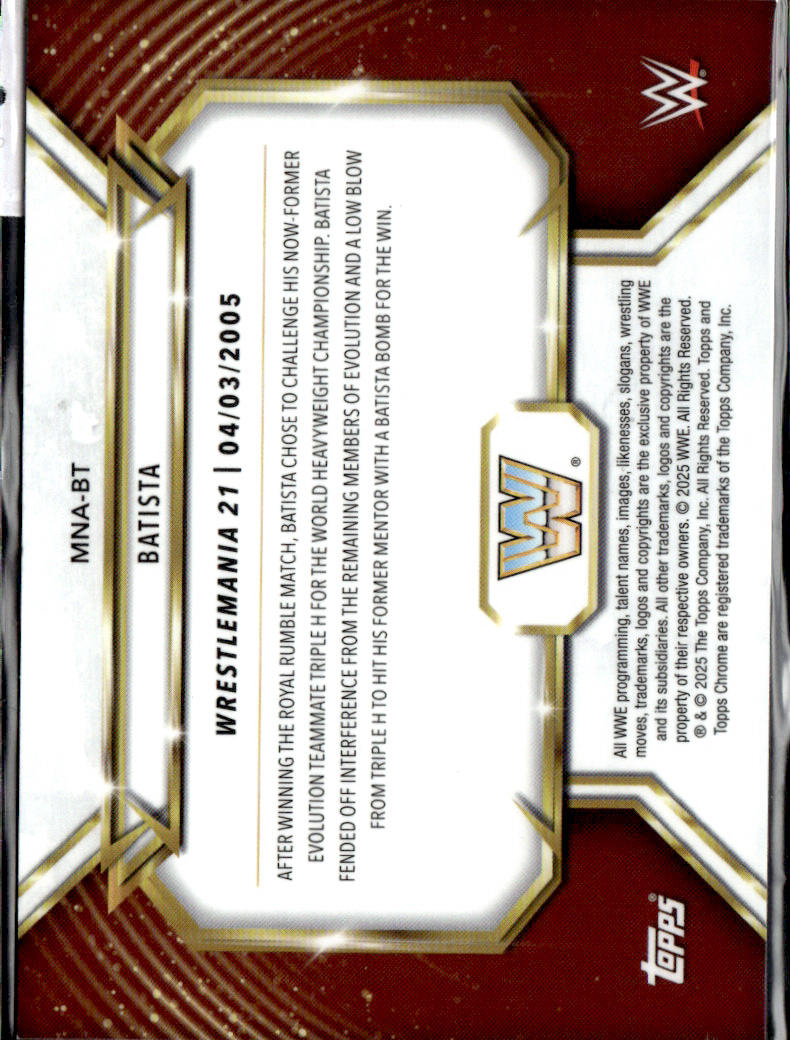 BATISTA - CASE HIT - 2025 TOPPS WWE