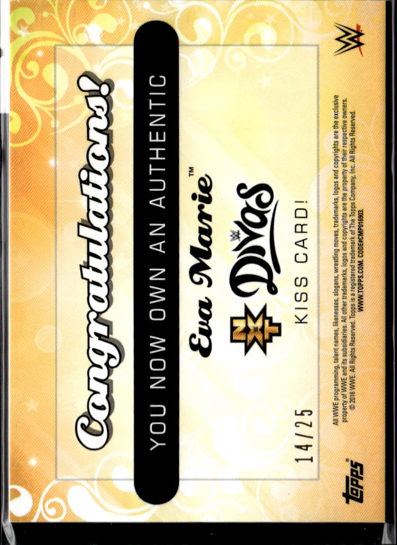 EVA MARI - KISS CARD AUTO /25  - 2016 TOPPS WWE