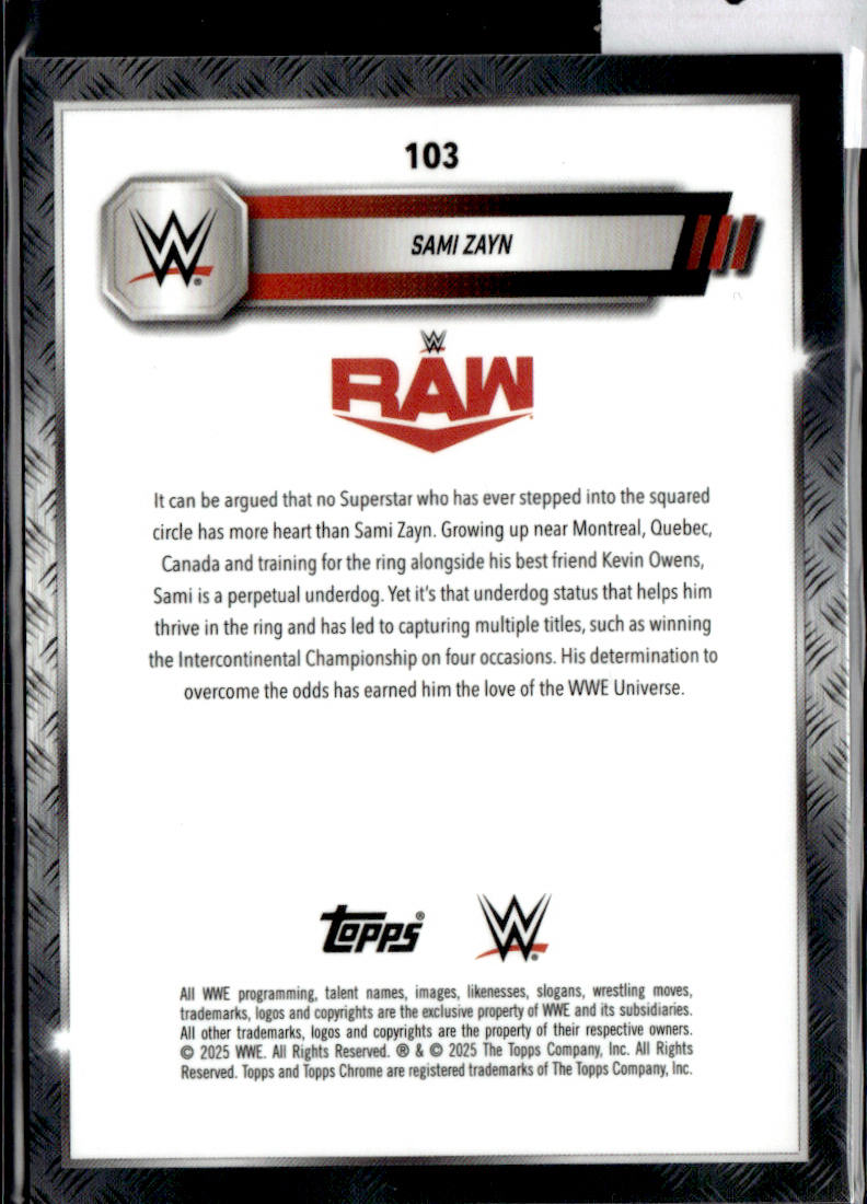 SAMI ZAYN - FROZEN FRACTOR -5/0  - 2025 TOPPS WWE