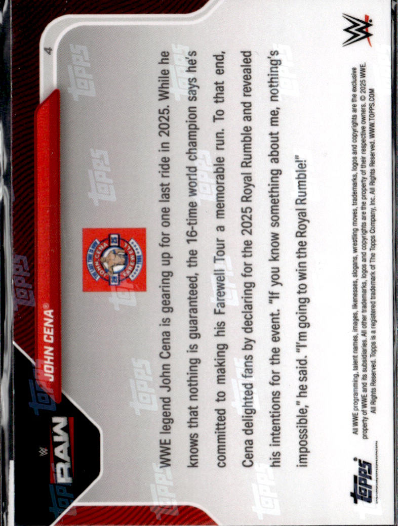 JOHN CENA - TOPPS NOW - 2025 TOPPS NOW WWE